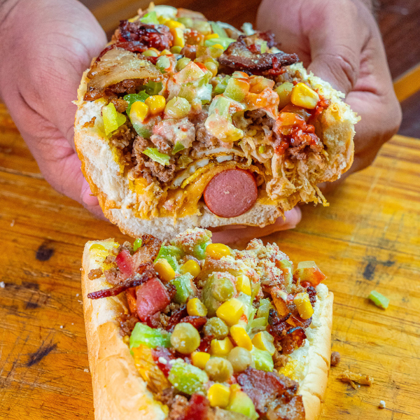 Passaporte completo com bacon e milho